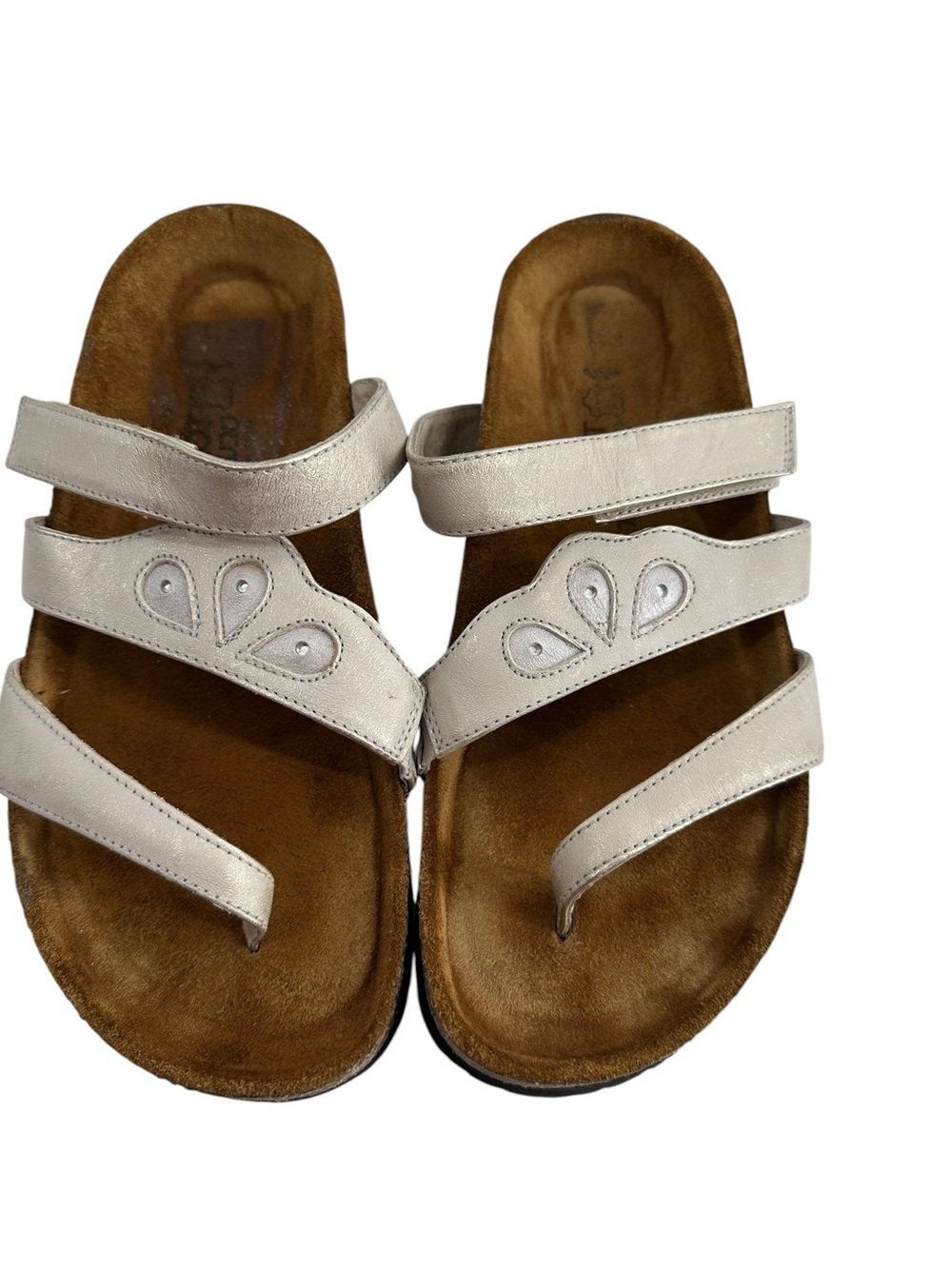 Naot Atlanta cork Sandals leather  Quartz Dusty Silver comfort shoes sz 6